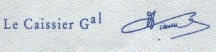 Signature de A. Vienney en tant que Caissier gnral